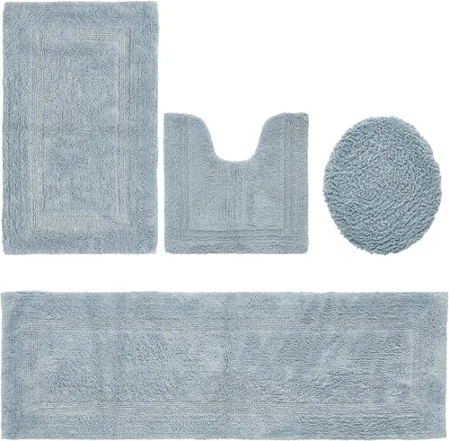 Vista 55 de Better Trends Juego de 4 alfombras de baño de lujo, 100% algodón, suaves, absorbentes de agua, reversibles, lavables a máquina, para decoración