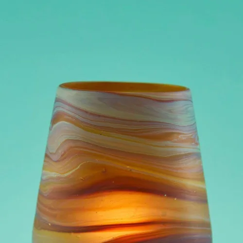 Vista 3 de Hebron Glass - Portavelas con diseño de espirales azules