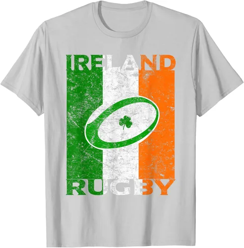 Vista 62 de Camiseta de rugby irlandés con la bandera de Irlanda, regalo vintage Negro