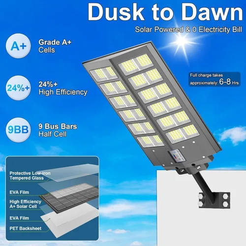 Vista 2 de Ilumina tu espacio al aire libre con luces solares de 300 W para exteriores - Libera 3000 lúmenes de energía solar