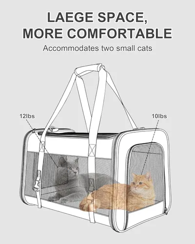 Vista 4 de Transportador de gatos para perros pequeños, medianos y grandes, transportador de gatos de lados suaves, transportador de viaje para mascotas, bolsa