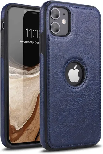 Vista 8 de Funda de cuero retro para iPhone 11 contraportada contraportada suave TPU Business Shell teléfono caso (negro, para iPhone 11)