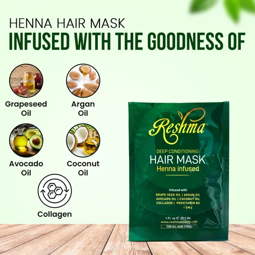 Vista 5 de Reshma Beauty Tinte de cabello con henna de 30 minutos infundido con hierbas naturales (marrón oscuro) con mascarilla para todo tipo de cabello