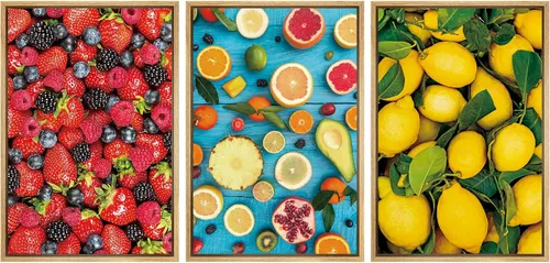 Vista 163 de wall26 Lienzo enmarcado para pared, juego de arte de hierbas, verduras y condimentos en madera, alimentos, fotografía cultural, realismo, paisaje