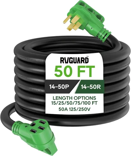Vista 8 de RVGUARD Cable de extensión RV/EV de 50 amperios y 100 pies