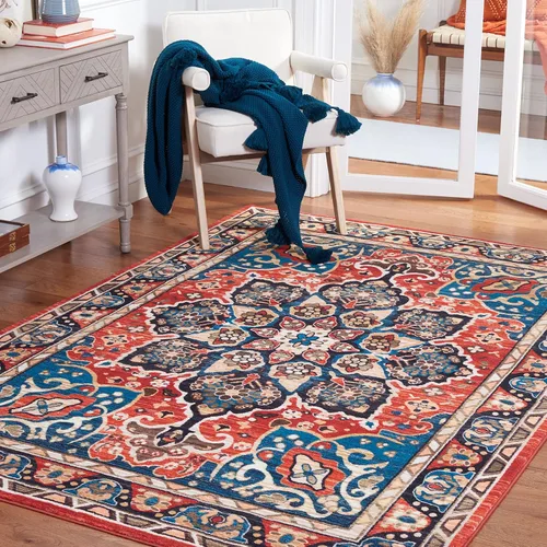 Vista 23 de SAFAVIEH Riviera Collection - Alfombra lavable de 2 pies 2 pulgadas x 9 pies, beige y carbón, antideslizante y fácil de limpiar, ideal para sala