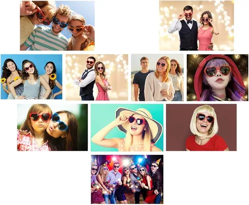 Vista 4 de Lentes de difracción de efecto cardíaco ver corazones - Gafas de efecto especial para fiesta de música y festivales de música Rojo