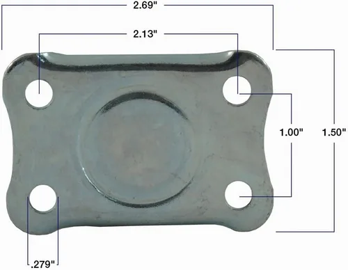 Vista 3 de Rueda de rodaja de goma resistente con placa superior rígida no giratoria - 2 pulgadas - capacidad de carga de 125 libras