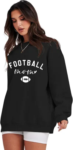 Vista 2 de MNLYBABY Sudadera de fútbol para mujer, sudadera de gran tamaño para el día del juego, divertida sudadera con estampado de mamá de fútbol americano