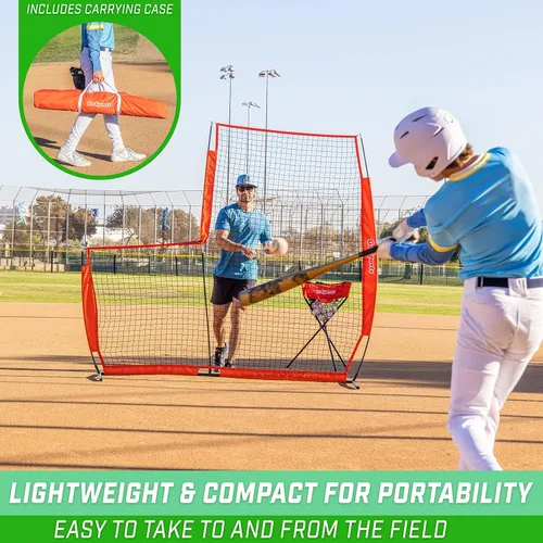 Vista 4 de Redes de lanzamiento de béisbol y sóftbol GoSports - Pantalla L o pantalla I - Red de protección del lanzador