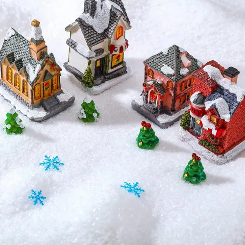 Vista 6 de Syhood - Nieve falsa de Navidad para manualidades, nieve falsa con purpurina, nieve falsa en polvo artificial para decoración de pueblo, decoración