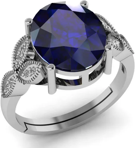 Vista 2 de LMDPRAJAPATIS Anillo de plata alemana de zafiro azul natural de 8.00 quilates para cada ocasión para hombres y mujeres, Gema, Zafiro azul