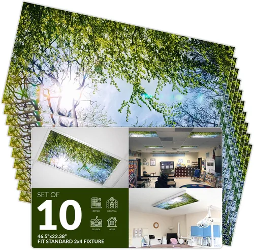 Vista 16 de OCTO LIGHTS Cubiertas fluorescentes de árbol para luces de techo 2x4 Árbol de acacia cielo azul
