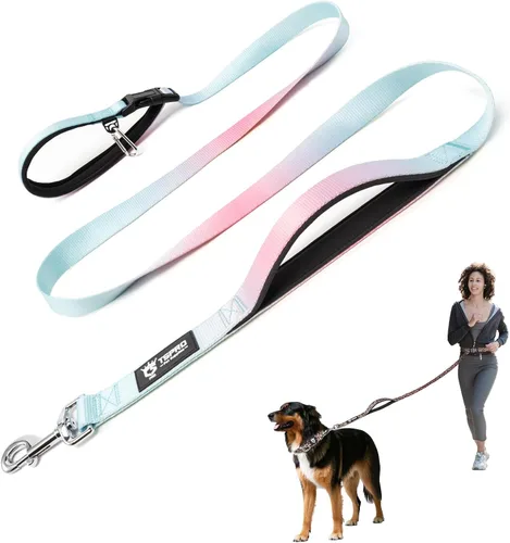 Vista 28 de TSPRO Correa táctica para perro, manos libres, resistente, ajustable, con mango acolchado y cierre de seguridad de metal para caminar, correr Azul