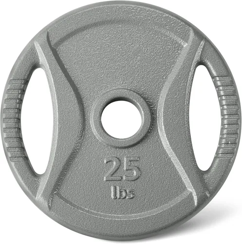 Vista 7 de Amazon Basics 2-Inch Olympic Grip Weight Plates, Cast Iron, for Powerlifting, CrossFit & Strength Training