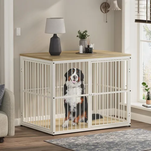 Vista 13 de Lyromix Mueble de jaula para perros de 27 pulgadas con 3 puertas, mesa auxiliar de madera resistente para perros pequeños, múltiples unidades se
