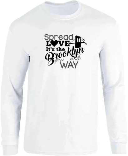 Vista 12 de Pop Threads Spread Love Its The Brooklyn Way Graphic Tee Camiseta para hombre Camiseta de manga larga Negro