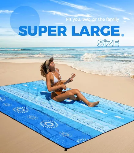 Vista 3 de OCOOPA Diveblues - Manta de playa impermeable a prueba de arena, 10 x 9 pies, extragrande, suave y duradera, sin arena, ligera y portátil, perfecta