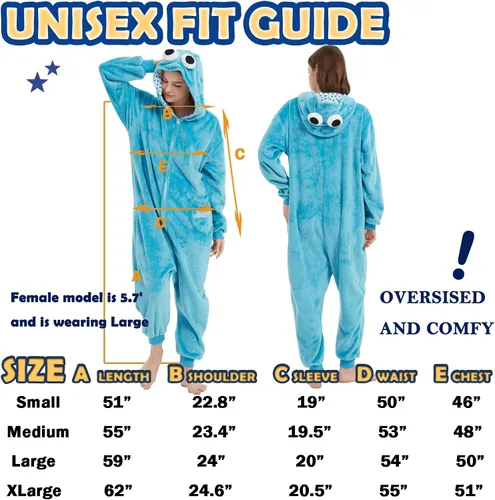 Vista 7 de SWEETXIN Pijama unisex para adultos, disfraz de Halloween, Navidad, cosplay para mujeres y hombres