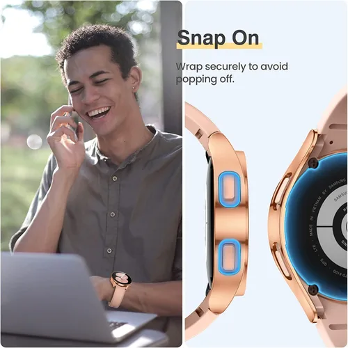 Vista 6 de Tensea Paquete de 2 fundas protectoras de pantalla para Samsung Galaxy Watch FE 2024/5 2022/4 2021 de 1.575 pulgadas, accesorios para la cara, funda