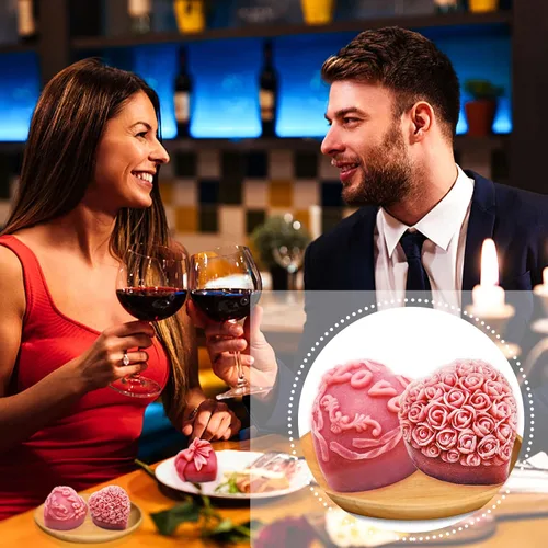 Vista 4 de 4 moldes de silicona para fondant para el día de San Valentín, en forma de corazón 3D con forma de corazón de flor de rosa de amor para Acción