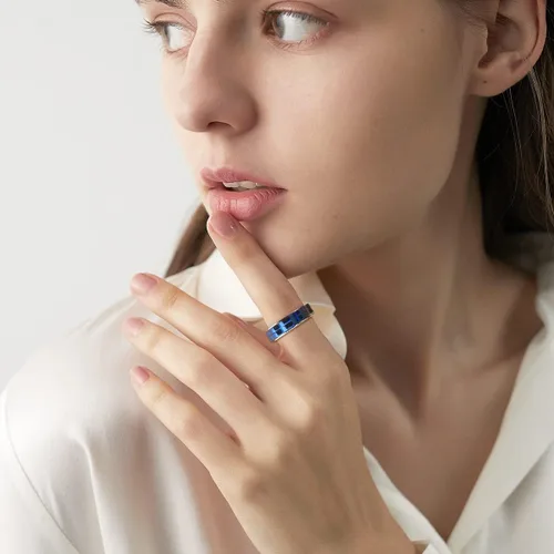 Vista 3 de AmorArtSky Anillos antiestrés para mujeres y hombres con ansiedad anillo giratorio de acero inoxidable de titanio, anillo para el pulgar, anillo