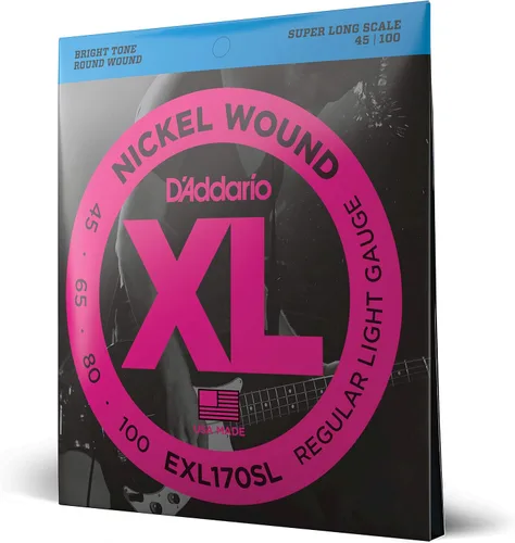 Vista 38 de D'Addario Cuerdas para Bajo Eléctrico, XL Níquel, EXL170M, Calibre Regular Ligero 45-100, Escala Media, Juego de 4 Cuerdas, Paquete de 1