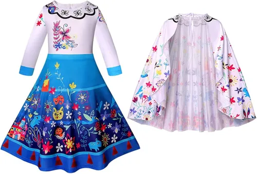 Vista 2 de AOVCLKID Disfraz de princesa para niñas disfraz de Halloween disfraces de paty con capa