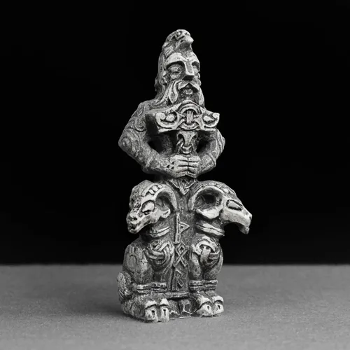 Vista 5 de Dryad Design Thor Figurine - Estatua vikinga nórdica del dios del trueno para decoración del hogar, 4.5 pulgadas de alto (acabado de piedra)