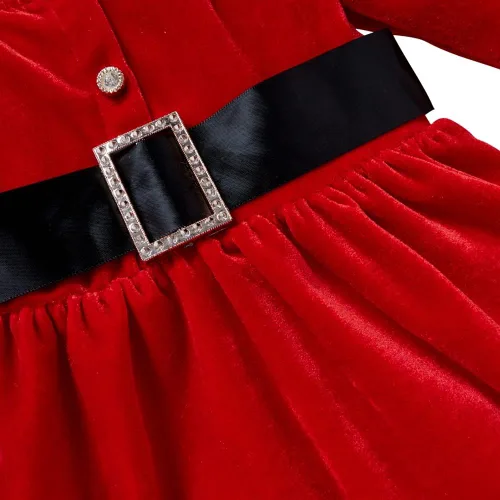 Vista 3 de Disfraz de Papá Noel para niña, vestido de princesa, chal y cinturón