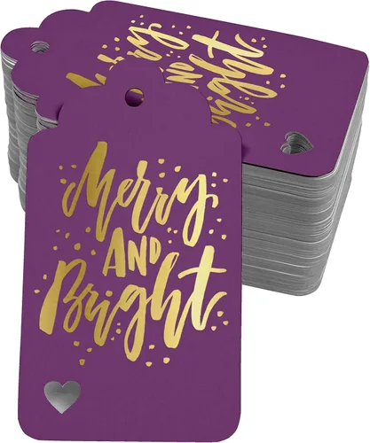Vista 53 de Etiquetas colgantes con texto en inglés "Merry and Bright" (50 unidades)