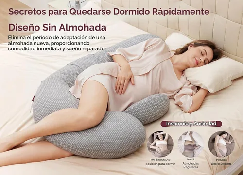 Vista 3 de Momcozy Almohadas de embarazo, original en forma de F, con cubierta de capa de aire, color gris