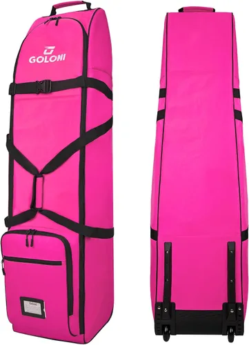 Vista 11 de Goloni Bolsa de viaje de golf con ruedas para aerolíneas, funda de viaje resistente al agua para viajes aéreos, equipaje de golf plegable portátil