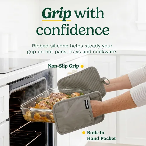 Vista 2 de Cuisinart - Juego de 2 soportes de silicona para ollas de 7 x 9 pulgadas Gris