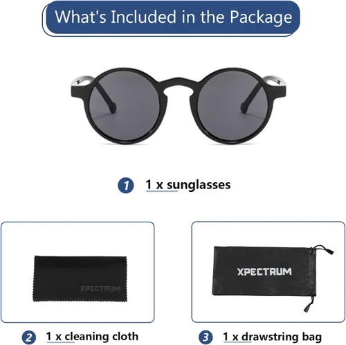 Vista 5 de Gafas de sol redondas pequeñas unisex ligeras Hippie Circular Plástico Retro Lennon Boho Gafas