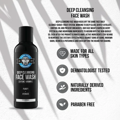 Vista 3 de Game Face Grooming - Lavado facial para hombre, lavado facial de limpieza profunda con cafeína y vitamina E, glicerina, madreselva, aloe vera