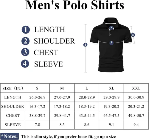 Vista 6 de A WATERWANG Polera polo de manga corta para hombre polo de golf de algodón ajustado diseño básico