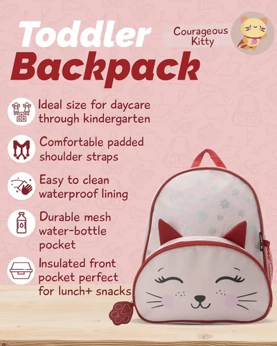 Vista 2 de JOY2B Mochila infantil para niños y niñas, Gatito valiente, Viajar