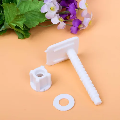 Vista 4 de 2 pares de tornillos de asiento de bisagra de plástico para asiento de inodoro de montaje superior resistente blanco