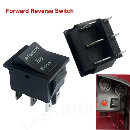 Vista 2 de 2 piezas 6V 12V 24V interruptor de avance y retroceso para rueda eléctrica, piezas de repuesto, interruptor de botón de avance, parada y retroceso
