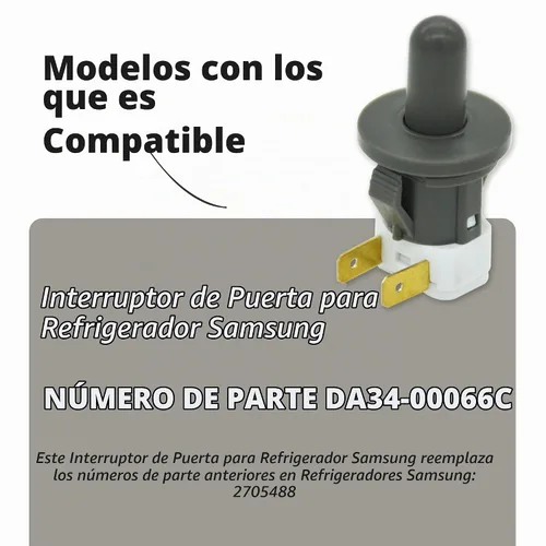 Vista 3 de DA34-00066C - Interruptor de puerta para refrigerador, electrodomésticos compatibles con varias luces de puerta Samsung de 2 pines