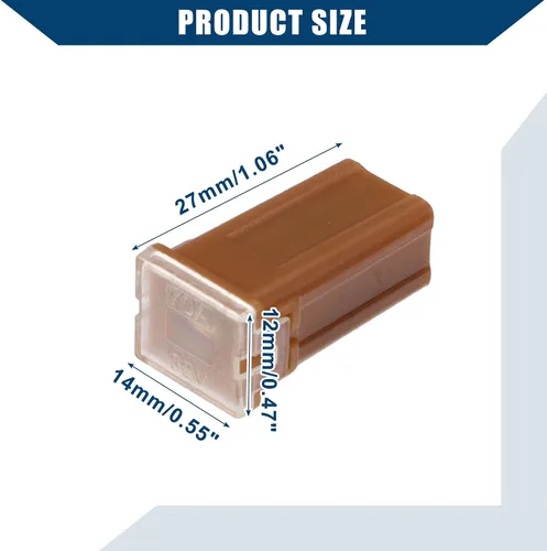 Vista 5 de Fusibles de micro cartucho de 70 A/FMM interior del motor Fusibles tipo caja M para coche camión, metal plástico duradero, 10 unidades, marrón