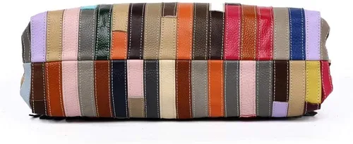 Vista 5 de Bolso Boston multicolor para mujer, de cuero genuino, colorido, grande, bolso de mano