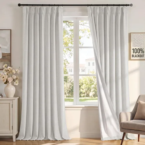 Vista 24 de H.VERSAILTEX Cortinas 100% de opacidad para dormitorio, cortinas plisadas para sala de estar, cortinas opacas con aislamiento térmico entrenadas