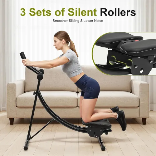 Vista 7 de Abdominal Crunch Coaster, Height Adjustable Ab Trainer Abdominal Whole with LCD Monitor & Six Silent Rollers, Body Workout Machine for Home