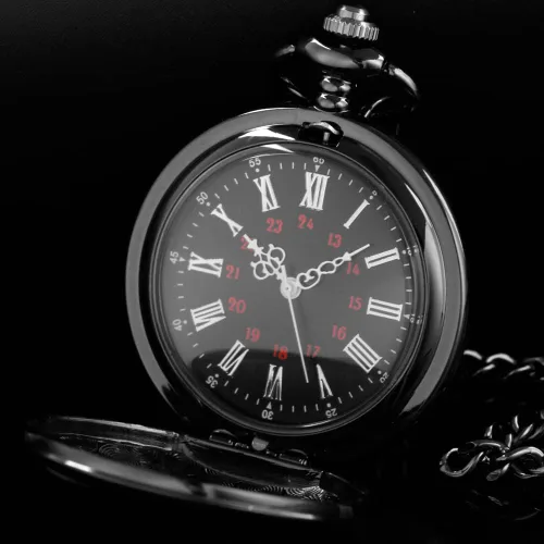 Vista 3 de Tiong Reloj de bolsillo de aleación vintage suave con cadena de números romanos a escala