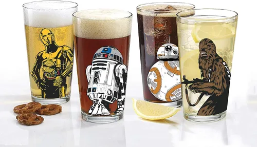 Vista 2 de Star Wars Juego de vasos de pinta clásica, capacidad de 16 onzas, juego de 4 vasos, forma clásica