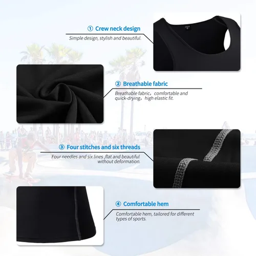 Vista 8 de Paquete de 13 camisetas de compresión atléticas para hombre, camiseta sin mangas de ajuste seco, camiseta deportiva para correr, gimnasio, camisetas