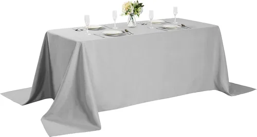 Vista 102 de Mantel rectangular de tela de poliéster lavable de 60 x 120 pulgadas, para decoración de bodas, fiestas, comedores, banquetes