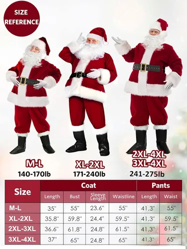 Vista 5 de Disfraz de Papá Noel de Navidad para adultos hombres de lujo para Santa Claus